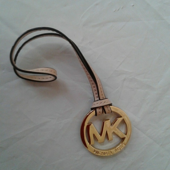 Michael Kors Accessories - Michael Kors NWOT Gold MK Purse Fob Beige Leather